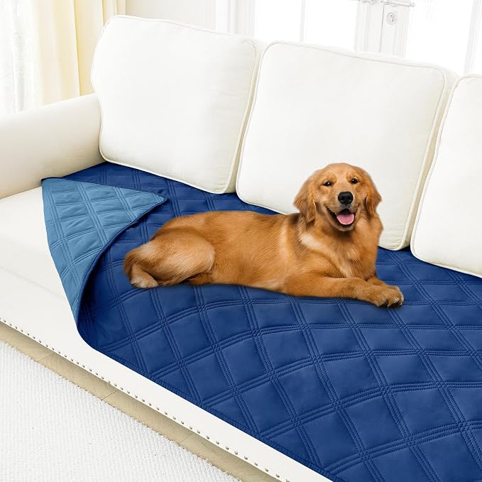 Smiry Waterproof Dog Bed Cover, Reversible Pet Blanket for Sofa Couch | Soft Washable Dog Blanket, Leakproof Couch Cover for Dogs Cats & Furniture Protection, 40x70, Navy/Blue