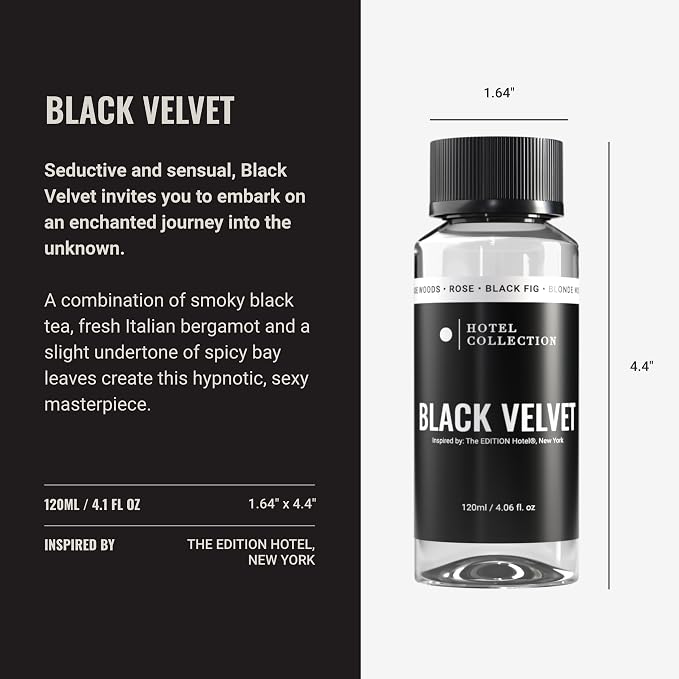 Hotel Collection Diffuser Oil - Black Velvet - Aromatherapy Essential Fragrance Oil - Blonde Woods, Rose, and Black Fig - 120ML 4.1 Fl oz