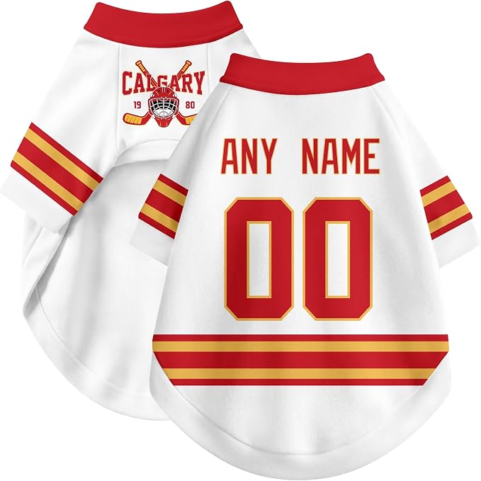 Calgary Dog Clothes Personalized Pet T Shirt for Dogs Gift | Custom Name Number Jersey Style Pet Shirt for Dog