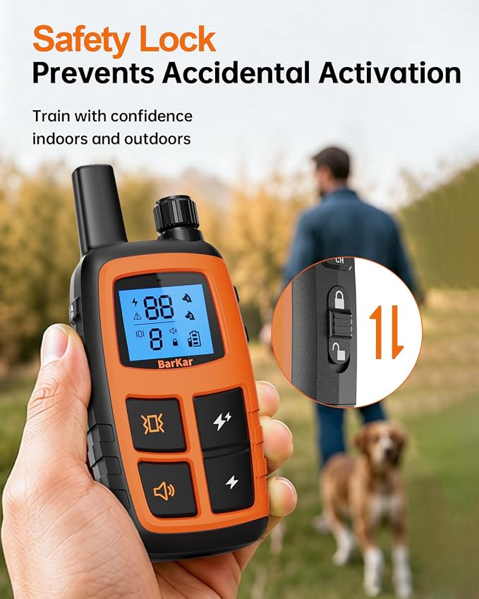 BarKar Dog Shock Collar with 4 Training Modes, IPX7 Waterproof Dog Training Collar with IPX4 Remote, 2600FT Electric Collar with Beep, Shock, Vibration & Shock Boost for All Breeds