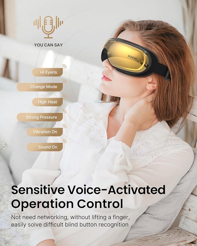 RENPHO Eyeris 3 Eye Massager with Heat and Cooling, FSA Eligible HSA, Birthday Christmas Gifts for Women Men Him Her, Voice Control Eye Mask for Migraines, Eye Care with DIY Massage, Reduce Dry Eyes