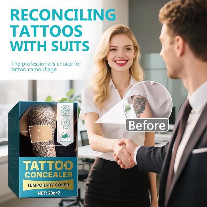 Tattoo Cover Up Makeup Waterproof, Full Coverage Concealer for Tattoos, Dark Spots & Scars, Long Lasting, Smudge-Proof & Transfer-Resistant