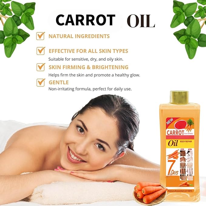 1000ml Carrot Oil for Skin Brightening - Organic Carrot Oil for Face - Soft 7 Body Oil, Moisturizing