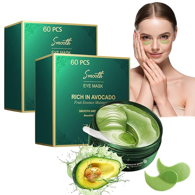 Nourishing Avocado Eye Patches 2-Pack (120 PCS), Collagen Under Eye Mask for Hydration & Antioxidant Care, Under Eye Patches for Women & Men