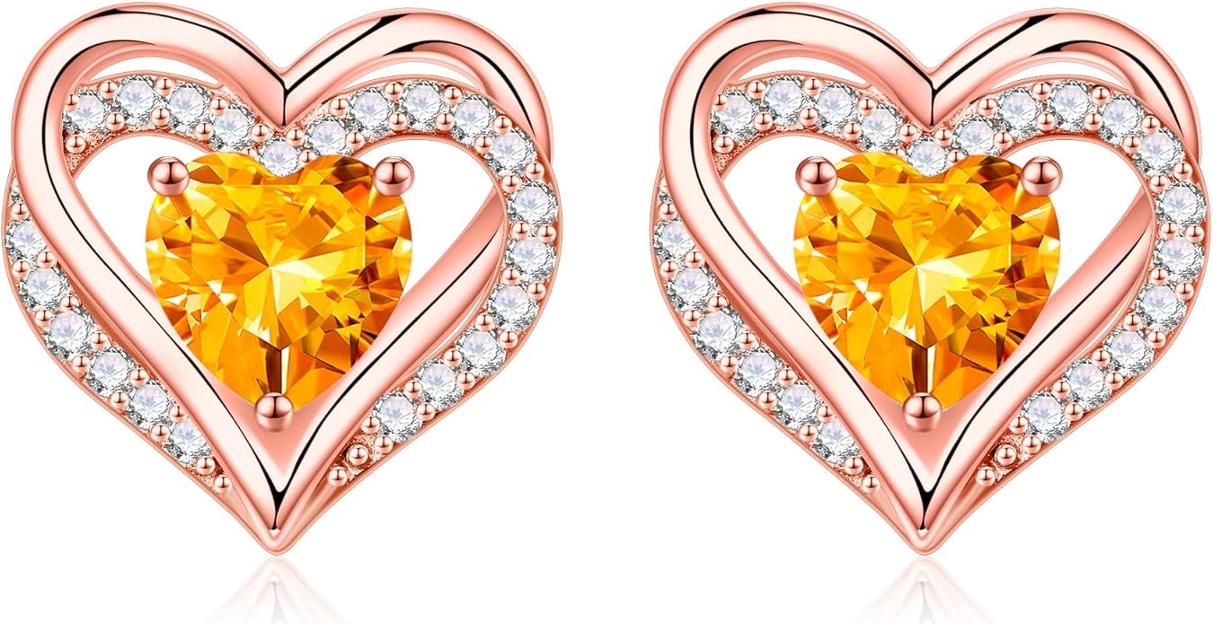 Iefil Christmas Earrings for Women, 925 Sterling Silver Birthstone Stud Earrings Birthday Gifts for Women