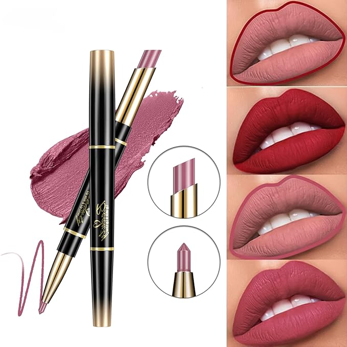 Double Head Lipstick and Lip Liner - Long-lasting Makeup - Waterproof Daily Glamour Makeup (11#pumpkin color)