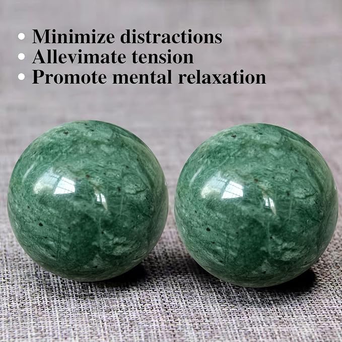 Traditional Chinese Baoding Balls, Marble Health Exercise Stress Relief Balls with a Retro Style Tassel Boxes for Gift, Dark Green, 2-Piece Set, Medium-1.57"