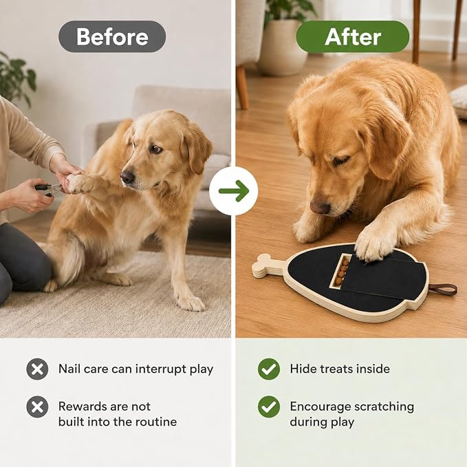 Dog Nail Scratch Board Scratcher Treat Dispenser Non-Slip Nail File Board (B)