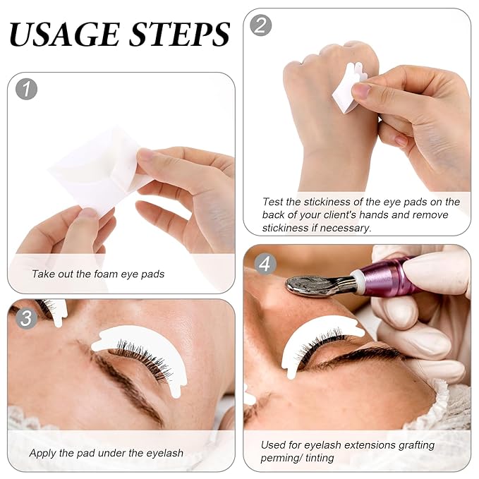 Eye Pads Lash Extensions, 200 Pieces Foam Eyes Pads for Lash Extensions Non-lint Sticky Under Eyes Pad Eyelash Perm Pad Micro-Foam Lashes Lift Eye Patches for Eyelash Extension