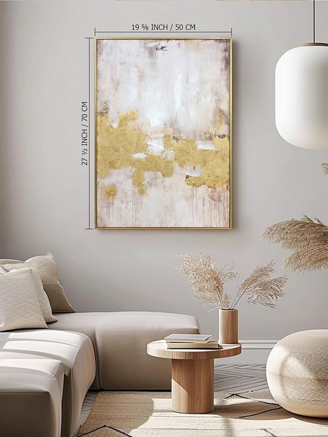 Zessonic Gold and Neutral Abstract Hand-Applied Brush Wall Art,20"x28"x2 | Framed Modern Textured Canvas Prints with Hand-Applied Brush Strokes, Framed Artwork for Living Room Bedroom Office Hallway
