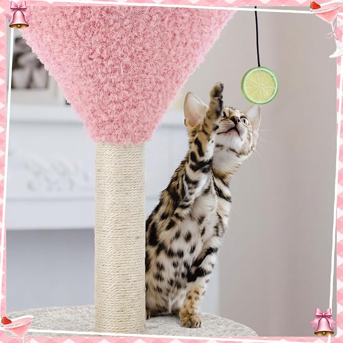 Sosation Pink Martini Cat Scratcher 19.7 H Cat Scratching Post Scratcher with Dangling Ball for Indoor Cats Scratching Post for Kittens and Medium Large Cats