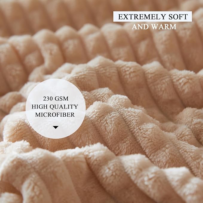 Simple&Opulence Ivory Throw Blanket for Couch-Super Soft Fluffy Blankets for Women 50x70 Inches Cozy Lightweight Fleece Blanket for Home Decor