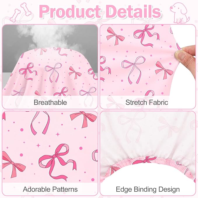 Dog Pajamas for Small Medium Dogs Pjs Pink Bow Dog Onesie Breathable Puppy Pj Pet Stretchy Soft Sleepwear for Spring Summer Costume-M