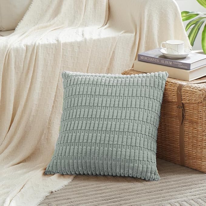 Fancy Homi 4 Packs Decorative Throw Pillow Covers for Living Room Couch Bed, Modern Farmhouse Boho Home Décor Accent Cushion Case, 20" x 20", Grey Blue