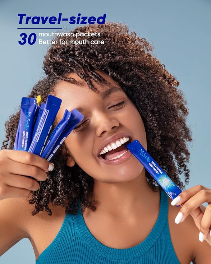 MySmile LP221 UVC Sterilizable Cordless Water Flossers Mouthwash Alcohol Free, Fresh Mint, 60 Uses