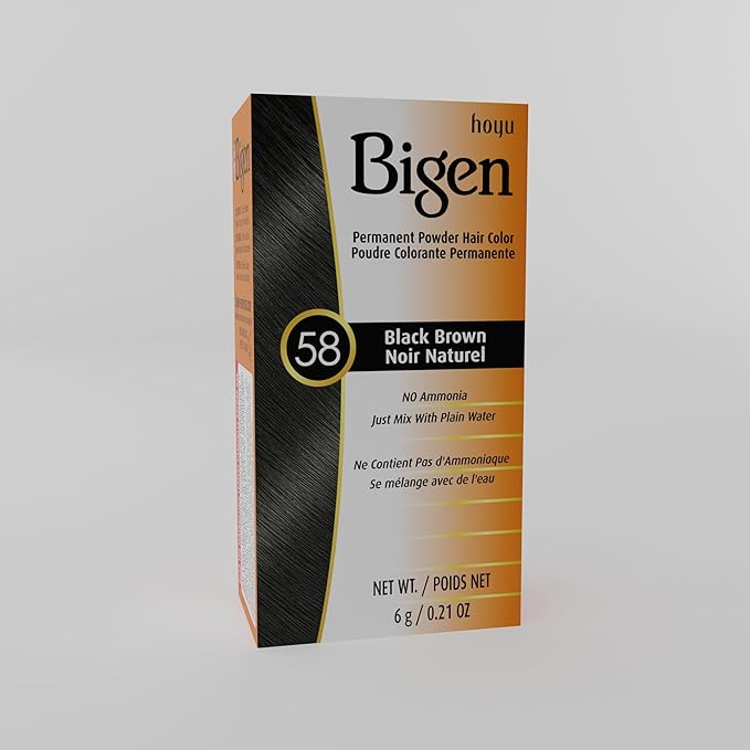 #58 Black Brown Bigen Permanent Powder - 12 Pack