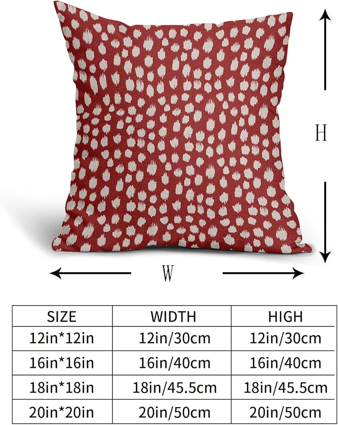 Sweetshow Red Cream Dots Pillow Covers 20x20 Set of 2 Boho Design Polka Dot Throw Pillows Modern Trendy Print Outdoor Decorative Pillowcase Square Linen Cushion Cases Decor for Sofa Couch Bed