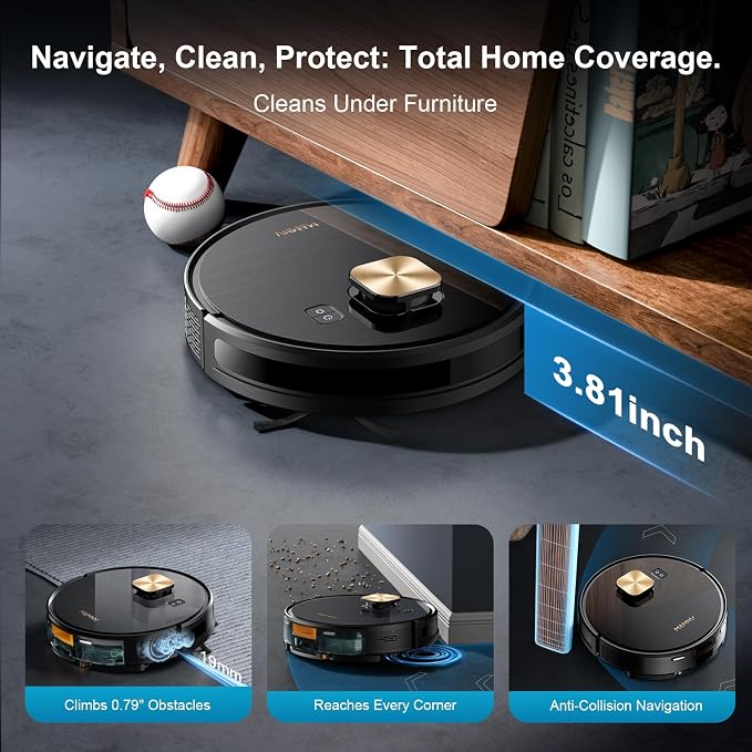 Robot Vacuum and Mop, 11500 Pa Suction, 3-in-1 Robotic Vacuum with Smart LiDAR Navigation, 90 Day Self-Emptying,160 Min Runtime,App/Alexa/Voice Control, Ideal for Pet Hair, Carpet & Hard Floor