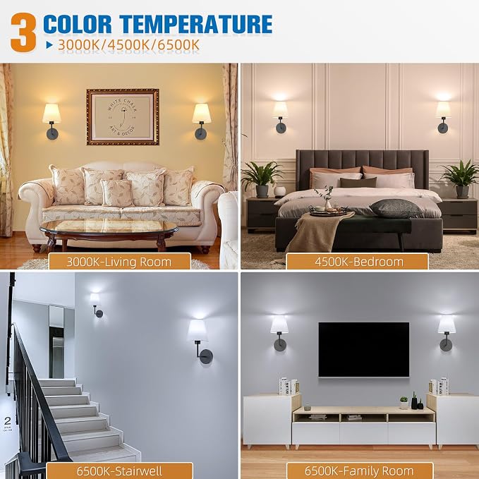 13.8 inch Battery Operated Wall Sconce Set of 2,Black Rechargeable Wall Lights with 10400mAh Dimmable Detachable Bulbs and Remote,9 Colors Wireless Sconces for Bedroom Living Room Hallway