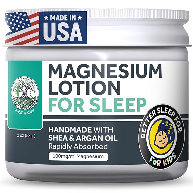 ProSeed Handmade All-Natural Magnesium Lotion – Vegan, 3000mg/oz Formula – Soothing Bedtime Body Rub for Kids, Toddlers & Pregnant Women – Butter & Oil Blend (2oz)