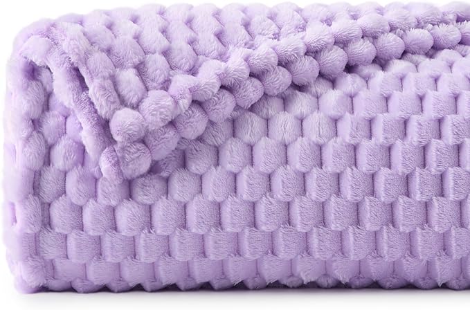 BEDELITE Lavender Large Throw Blanket for Couch, Cozy Gift for Women, 50*70 | 3D Jacquard Decorative Fleece Blanket, Super Soft Plush Throw, Cute Birthday Gift for Women & Men, Suitable for All Seasons