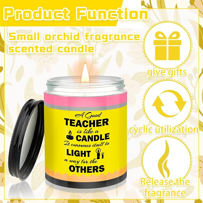 2 Pcs Teacher Appreciation Gifts Teacher Candle Pencil Designed Candles for Teacher Appreciation Week Graduation Party Favors Birthday Gifts for Women Teacher