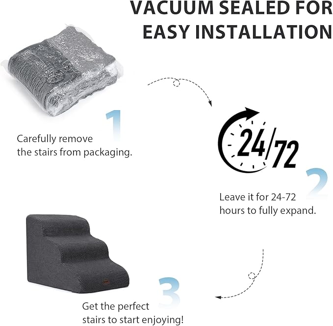 Garnpet Dog Stairs for High Beds, 5-Step Dog Steps for Small Dogs and Cats, Foldable Pet Stairs for High Bed Climbing, Non-Slip Balanced Pet Step Indoor, Dark Grey