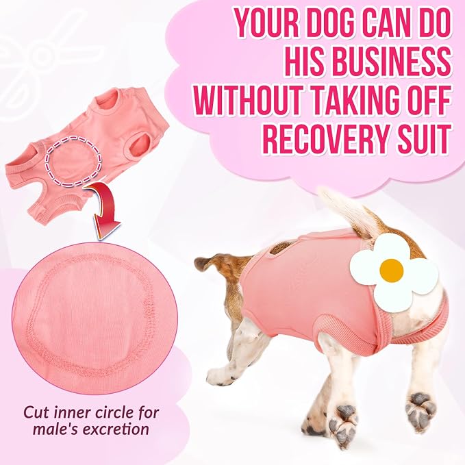 Lukovee Recovery Suit for Dogs, Onesie Spay Neuter Surgery Suit Female Male | Soft Cotton, Easy On Off, Abdominal Wounds Prevent Licking, Prevent Licking Wounds, Cone E-Collar Alternative (Peach,XL)