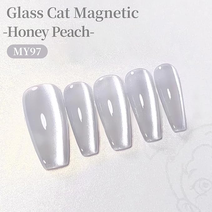 Born Pretty Silver Cat Magnetic Eye Gel Nail Polish 15ML,Jelly Glass Silver Crystal Glitter Shimmer Translucent Magnetic Gel Polish with Magnet,Soak Off U V Gels for Women Girl