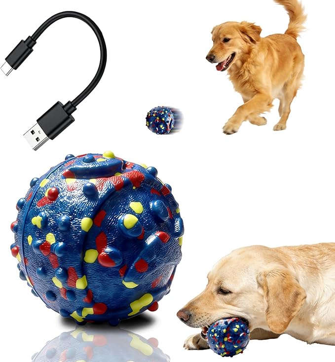 Interactive Dog Toys, Smart E-TPU Dog Ball Durable for Aggressive Chewers | Automatic Moving, Bouncing & Vibrating Ball with Duraspin Design, Keeps Dogs Busy & Entertained, Suitable for All Dogs