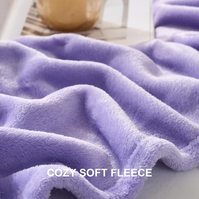 Hansleep Throw Light Purple Fleece Blanket, Soft Flannel Bed Blanket | Fuzzy Cozy Blanket 50x60 Inches, Multi-use for Bed, Sofa, Couch, Travel, Camping, All Season Warm Lightweight Cover