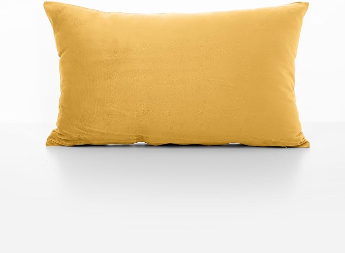 NiNi ALL Yellow Velvet Throw Pillow Covers 12x20 Pack of 2 Decorative Couch | Soft Solid Cushion Squar Pillow Cases for Chair Sofa Bedroom Farmhouse Living room Modern Luxury Home Decor Fall Halloween