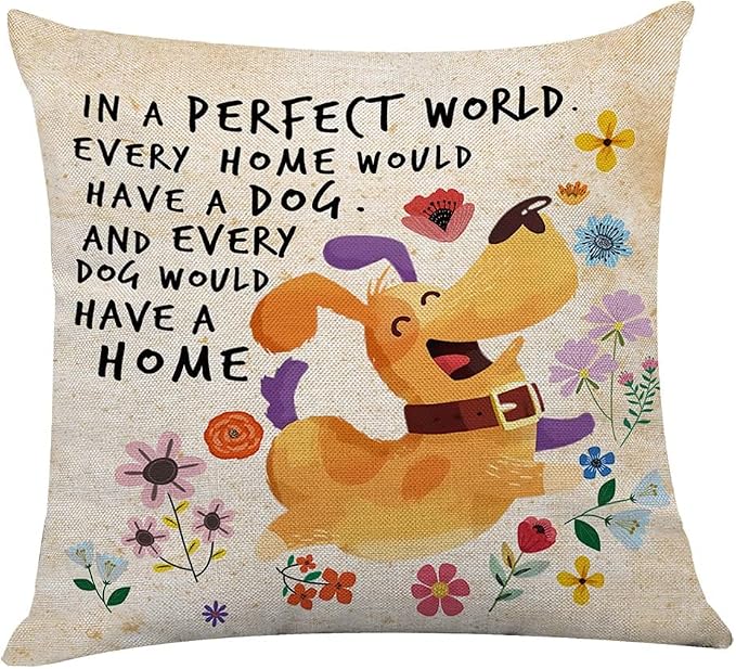 Littlefa Inspiring Gifts Cute Colour Dog Throw Pillow Cover Dog Cushion Cover Decorative Pillowcase Living Room Bedroom Decor for Girls Friends Daughter Niece Women - Dog Home