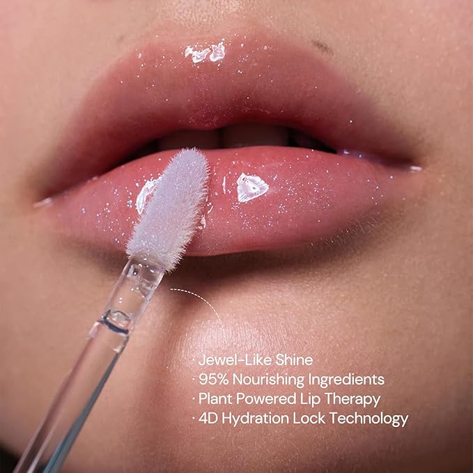 Flower Knows Shell's Jewel Nourishing Lip Glaze,Hydrating Lip Gloss with Hyaluronic,Moisturizing Plumping Oil,Non-Sticky Formula,0.16 fl.oz(P09 Coral Conch)