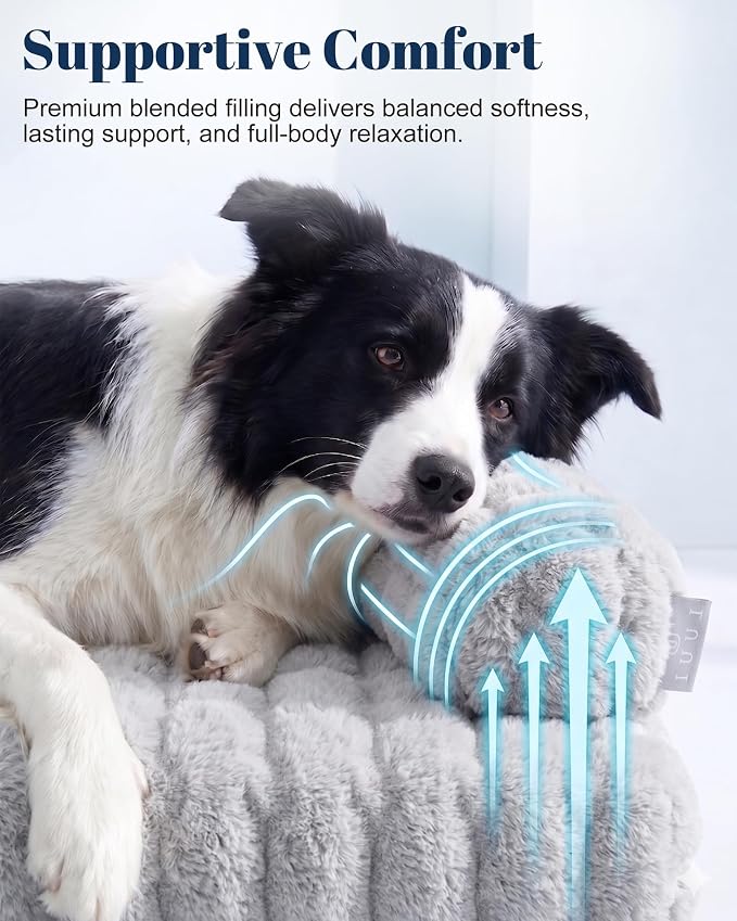 IUUI Dog Bed/Mat for Couch,Faux Rabbit Fur Pet Sofa Furniture Protector | Non-Slip&Manchine Washable,Protects Sofa from Fur & Scratches,Bubble Puff Fluffy Texture,Cozy for All Size Dogs&Cats
