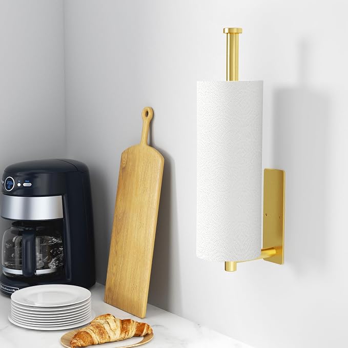 Paper Towel Holder,Self-Adhesive or Drilling， White, 1 Pack | SUS304 Stainless Steel,Kitchen Roll Dispenser Under Cabinet，Wall Mounted Rack