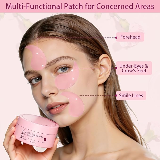 Under Eye Patches Brightening Cooling Hydrating Eye Masks for Dark Circles, Puffiness & Wrinkles, Infused with Caffeine and Hyaluronic Acid, Soothing Anti-Aging Treatment for Women & Men