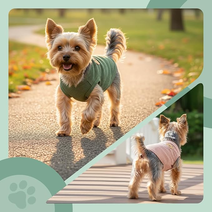 Dog Clothes for Small Dogs, Pet T-Shirt for Boys and Girls | Waffle Knit Dog Tank Top,Comfortable for Summer&Winter,Perfect for Dachshund(2PCS,2XLarge)