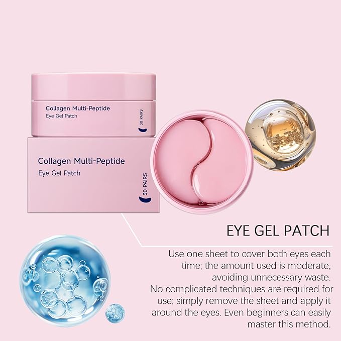 Collagen Eye Patches, Peptide Eye Patches - 30 Pairs Collagen Under Eye Patches | 15-Min Hydrating Hydrogel Eye Mask for Firming, Brightening, Pregnancy Safe (Men & Women)