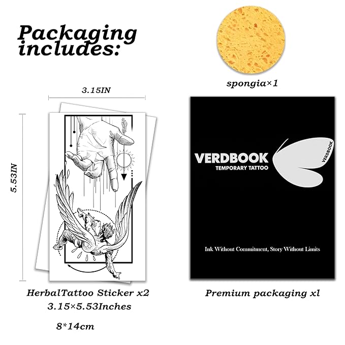 Waterproof Temporary Tattoos: 2-Sheet Tattoo Kit with Realistic Body Stickers, Semi-Permanent Tattoos for Adults Lasting 7-15 Days – Safe for Men & Women, Divine Handoff
