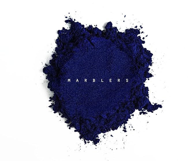 MARBLERS Fine Synthetic Mica Powder [Dark Sapphire] 0.11oz (3g) | Highly Pigmented | Non-Toxic, Vegan, Cruelty-Free | Lip Gloss, Lipstick, Bath Bomb, Nail Polish, Nail Art | Party, Body, Face Makeup