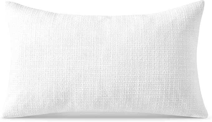 OTOSTAR Linen Throw Pillow Cover Set of 1 Decorative Lumbar Pillowcases Cushion Covers 12x20 Inch for Home Decor Sofa Bedroom Car 30 x 50CM Pure White