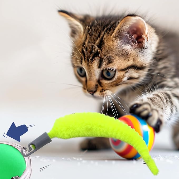 BOXOB 20pcs Cat Ball Replacement Tails, Automatic Moving Interactive Toy