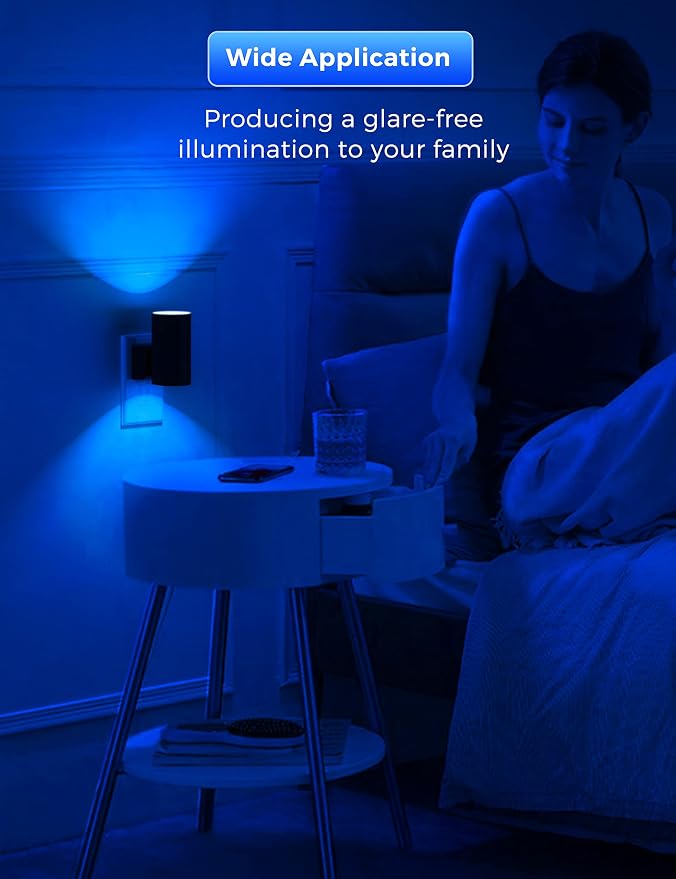 L LOHAS LED Calm Blue Night Light, Night Lights Plug into Wall, Dimmable | Nightlight with Light Sensor, LED Nightlights for Bluey Home Decor, Party, Holiday, Bathroom Bedroom Hallway Kitchen, 2 Pack