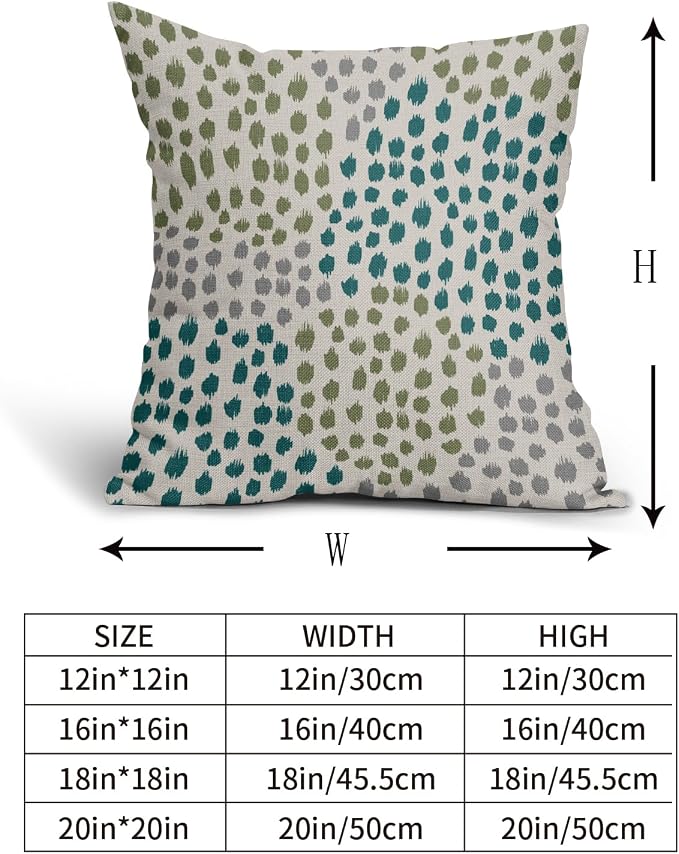 Teal Green Pillow Covers 20x20 Set of 2 Boho Design Gray Polka Dot Throw Pillows Modern Art Trendy Print Decorative Outdoor Pillowcase Square Cushion Cover Linen Pillow Case for Home Sofa Couch Bed