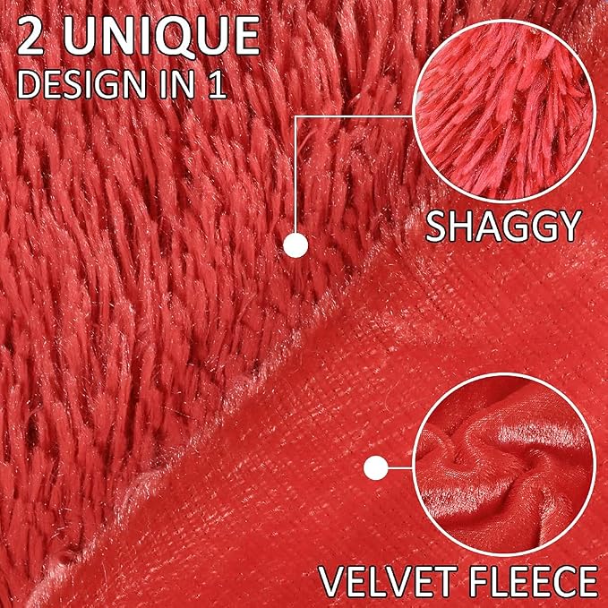 YUSOKI Long Faux Fur Twin Size Blanket, Red, 60" x 80" | Ultra Soft, Lightweight for All Season Use, stays fluffy after repeated washes, Perfect Gifts, Machine Washable