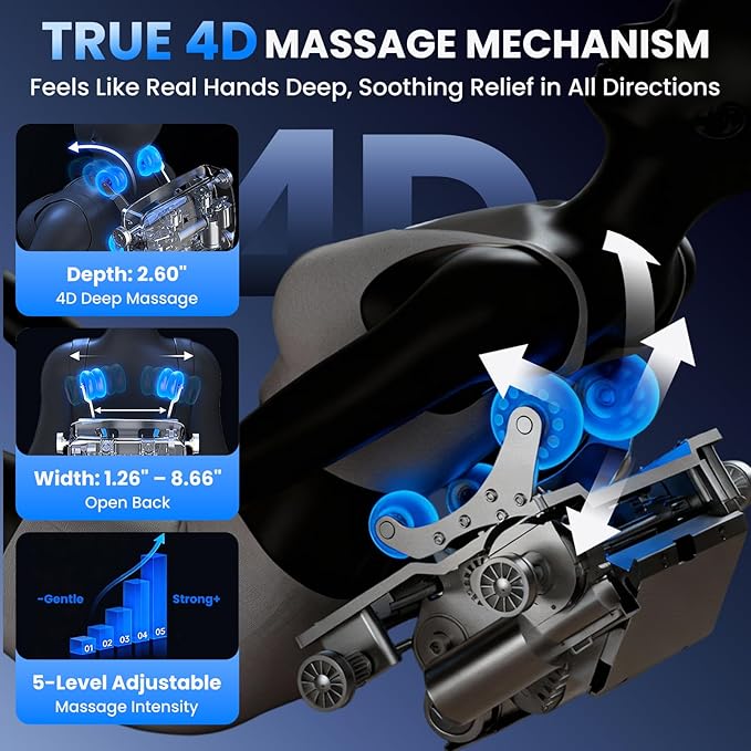 Space Walk & Ankle Stretch 4D Massage Chair Full Body, Unique 2026 Zero Gravity SL-Track Shiatsu Massage Chair Recliner, Electric Calfrest Extension & Foot Rollers, AI Voice Control S002 Black