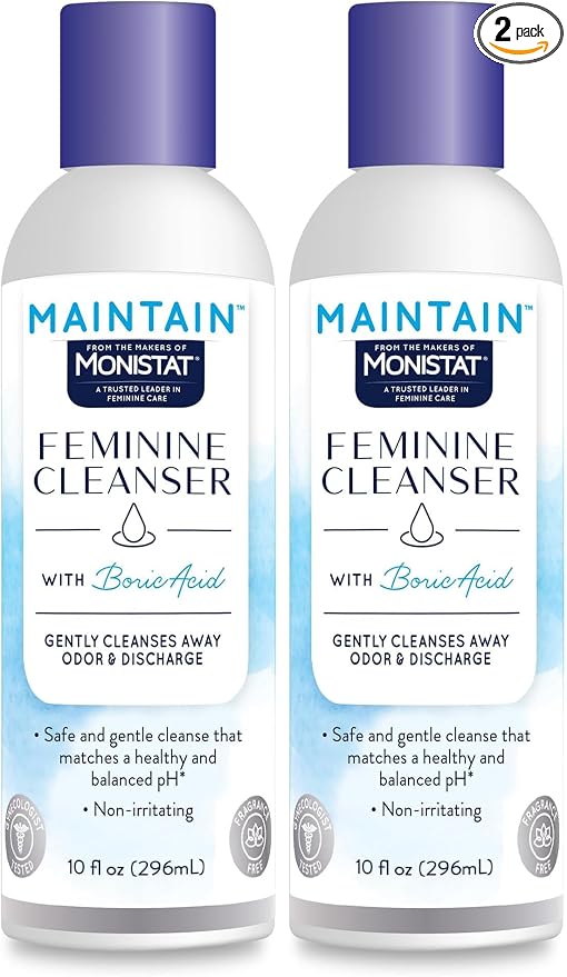 Monistat Boric Acid Feminine Wash, Fragrance-Free Intimate Wash for Women with Gentle pH-Balanced Formula, 10 Fl Oz (Pack of 2)