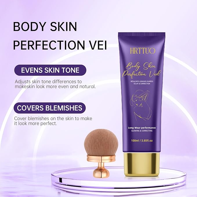 Body Coverage Perfector with Brush - Waterproof Leg & Body Makeup for Skin Imperfections & Uneven Tone, Transfer-Resistant Natural Finish Concealer, Flawless Looking Legs (Natural Radiance)