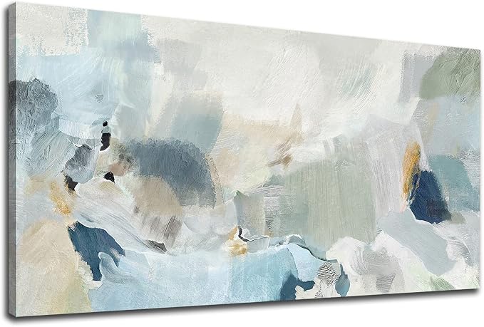 Abstract Canvas Wall Art Contemporary Teal Abstract Pictures Painting Modern Bluish Green Canvas Prints Turquoise Artwork Wall Decor for Living Room Bedroom Home Office Wall Decoration 20x40in